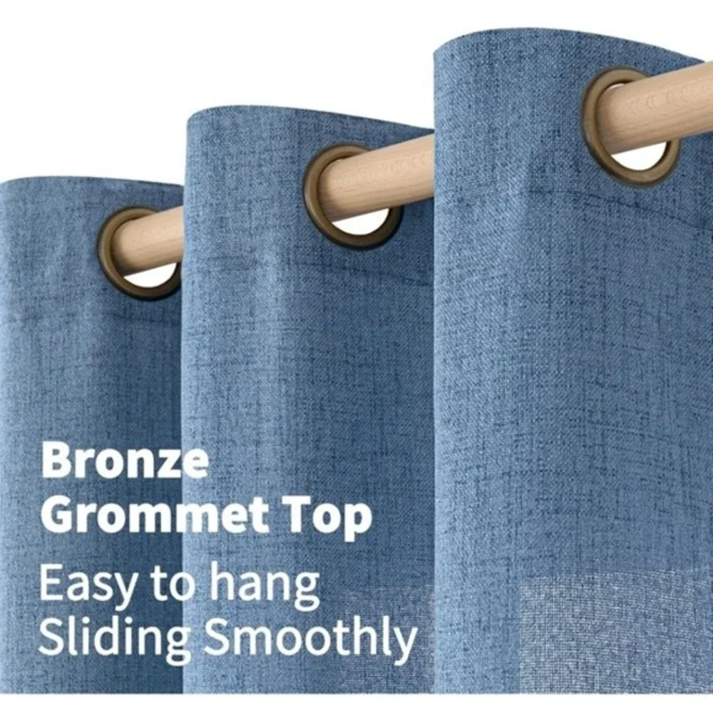 YoungsTek Linen Blue Grommet Curtain Panels 2 - 52 x 72‎
